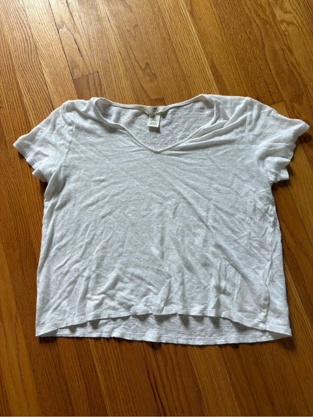 H&M White V Neck Linen Top